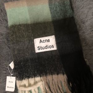 Acne Studios Multi check scarf green/grey/black